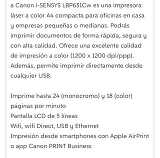 Impresora Canon i-SENSYS Blanca