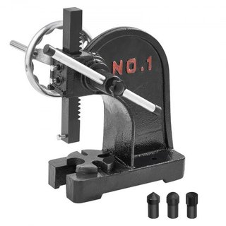 Prensa Arbor, Manual de 1 Tonelada con Rueda de Mano, Altura Máxima de 5.9", Construcción de Hierro Fundido Duradero, Prensa Manual de Escritorio para Tareas de Estampado, Doblado, Estiramiento, F...