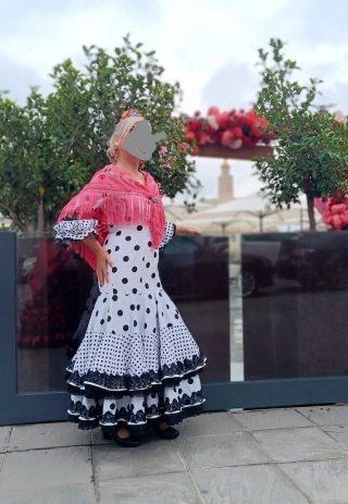 Traje Flamenca lunares Blanco y negro Talla 40