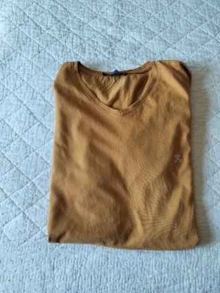 Camiseta Félix Hardy cuello V color Mostaza