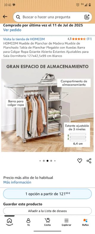 Mueble Planchar HOMCOM Madera Plegable