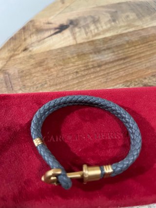 Pulsera Paul Hewitt Ancla Dorada Cuero Gris