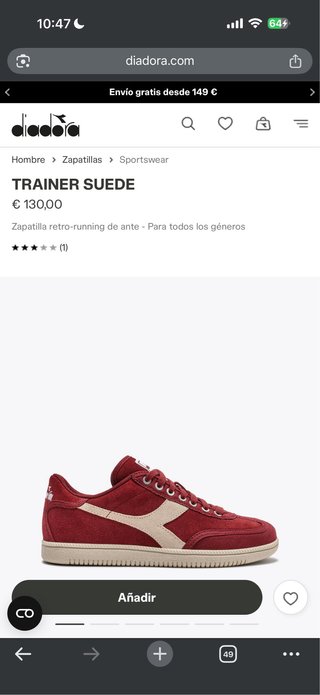 Diadora Heritage 100% piel (Ante) Granate T.41 (10