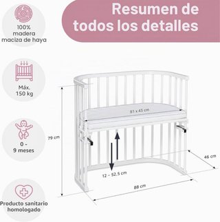 Cuna colecho Babybay madera haya 150kg