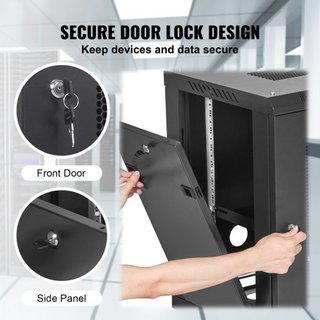 Gabinete de Servidor de Red Montado en Pared de 12U, 39.4cm/15.5" de Profundidad, Enclosure de Rack de Servidor, Capacidad de Carga Máxima Montada en el Suelo de 90kg/200 lbs, con Puerta de Bloque...