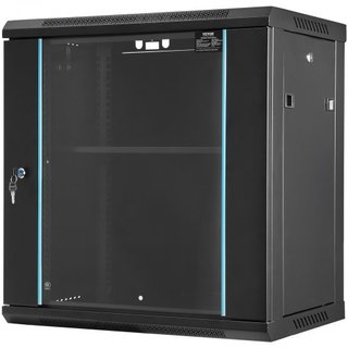 Gabinete de Servidor de Red Montado en Pared de 12U, 39.4cm/15.5" de Profundidad, Enclosure de Rack de Servidor, Capacidad de Carga Máxima Montada en el Suelo de 90 kg/200 lbs, con Puerta de Vidri...