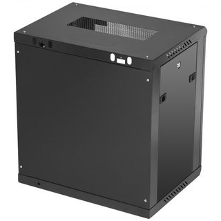 Gabinete de Servidor de Red Montado en Pared de 12U, 39.4cm/15.5" de Profundidad, Enclosure de Rack de Servidor, Capacidad de Carga Máxima Montada en el Suelo de 90 kg/200 lbs, con Puerta de Vidri...