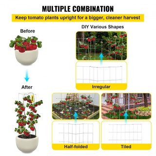 Jaulas para Tomates, 11.8" x 11.8" x 46.1", 5 Paquetes de Jaulas de Soporte para Plantas Cuadradas, Torres de Tomate de Acero Recubierto de PVC Plateado para Verduras Trepadoras, Plantas, Flores, ...