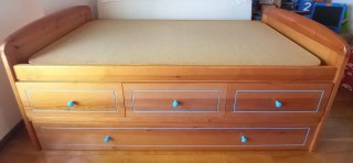 Cama nido de madera maciza con 3 cajones