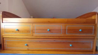 Cama nido de madera maciza con 3 cajones