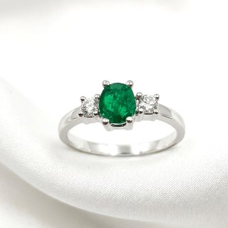 Anillo platino esmeralda y brillantes