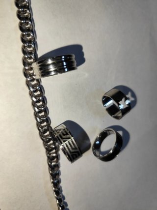 Cadena y 4 anillos acero