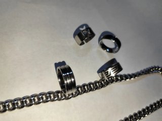 Cadena y 4 anillos acero