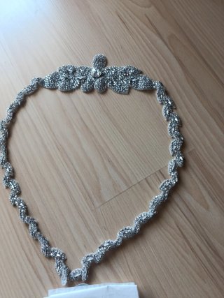 Cinturón Novia/Fiesta Pedrería plata y cristales