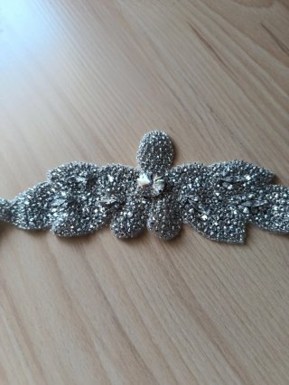 Cinturón Novia/Fiesta Pedrería plata y cristales