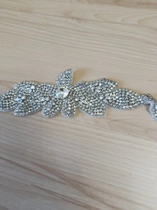 Cinturón Novia/Fiesta Pedrería plata y cristales