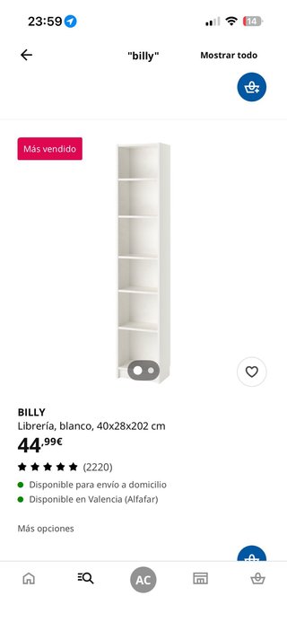 Estantería Billy 40x28x202cm Blanca