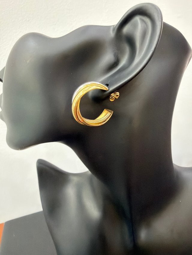 Aros Oro 18k Trenzado Tricolor