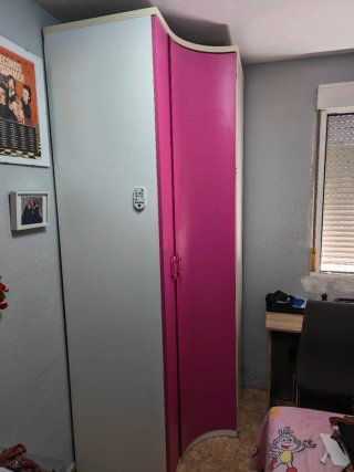 Armario Esquinero Rosa y Blanco