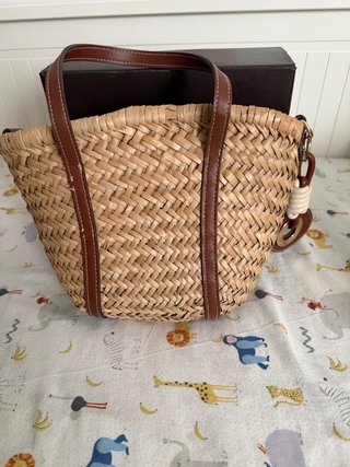 Bolso de rafia y piel