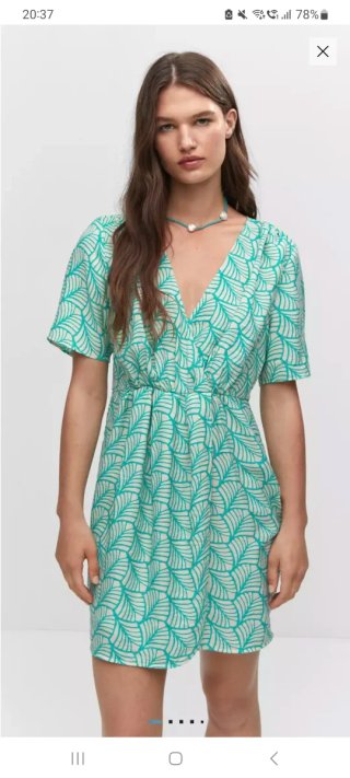 Vestido Mango Talla S. Estampado Hojas