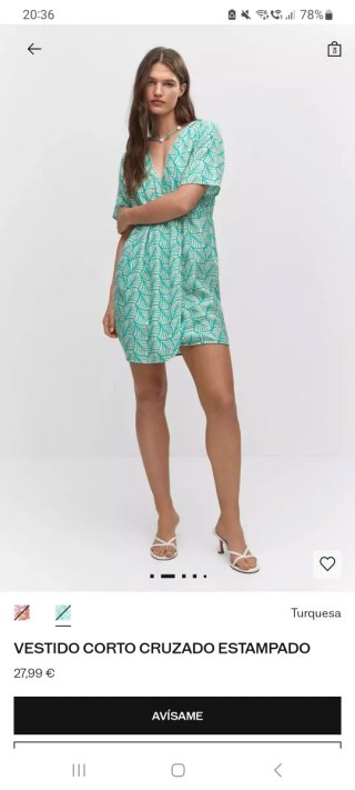 Vestido Mango Talla S. Estampado Hojas