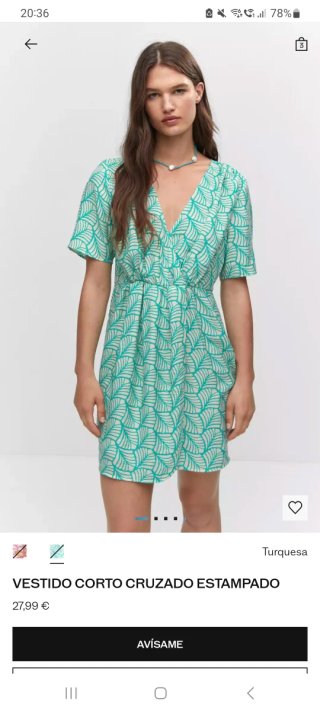 Vestido Mango Talla S. Estampado Hojas