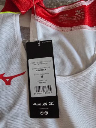 Camiseta Running Mizuno Hombre Blanca y Roja