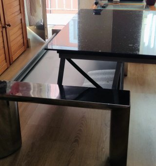 Mesa centro elevable cristal y metal cromado