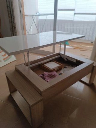 Mesa centro elevable doble altura