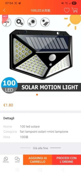 Lampada Solare 100 LED Esterna