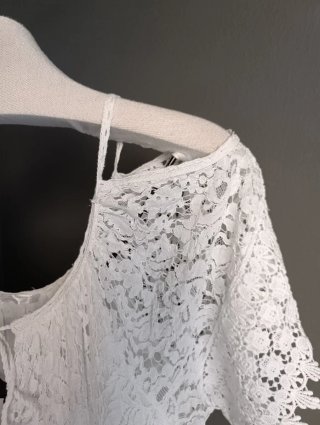 Blusa encaje blanca mujer XL Blusa blanca colomte,