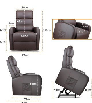 Sillón reclinable polipiel marrón