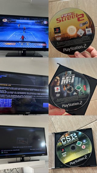 PlayStation 2 con 2 mandos y juegos