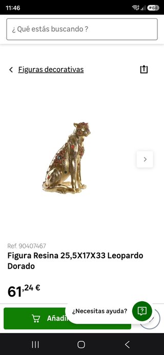 Figura Leopardo Dorado Decorado Resina