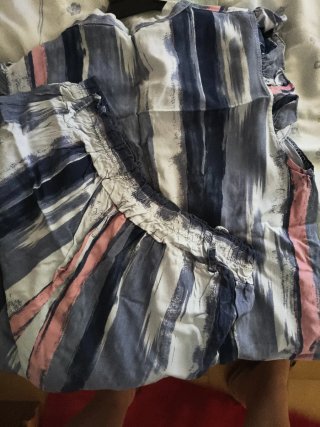 Conjunto blusa y pantalón estampado rallado