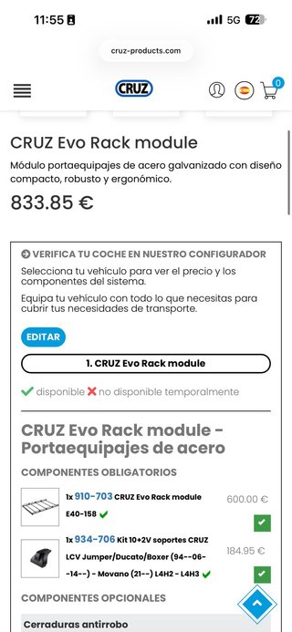 Baca portaequipajes para furgoneta L4