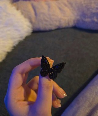 Anillo Mariposa Negro Ajustable