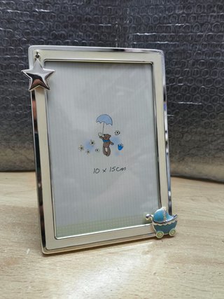 Marco fotos bautizo 10x15 con carrito y estrella