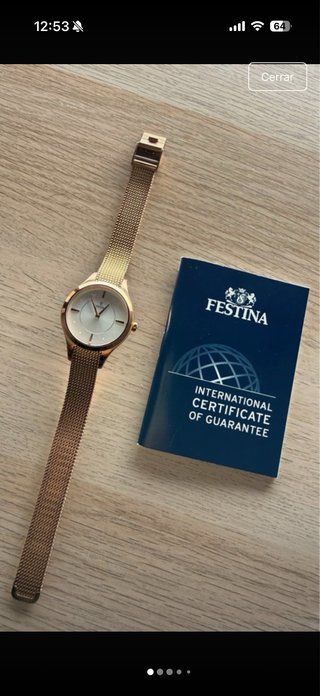 Reloj Festina Acero Inoxidable Dorado y Blanco