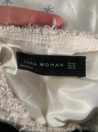 Abrigo Zara Blanco y Negro Talla XS