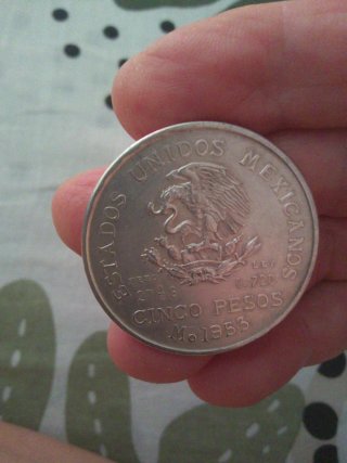 Moneda Mexicana 5 Pesos 1955
