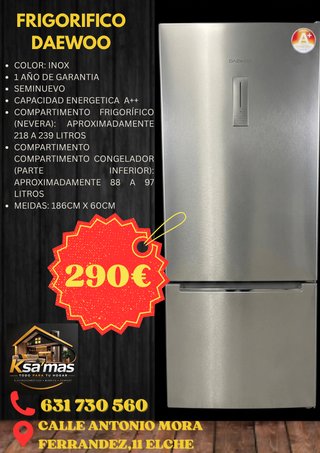 Frigorífico Daewoo Inox A++ Seminuevo