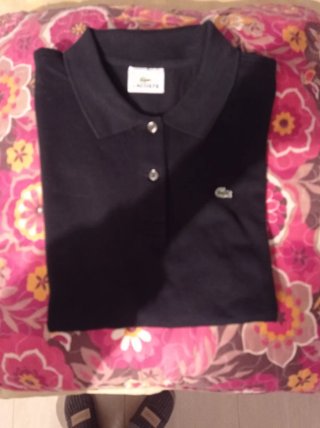 Polo Lacoste Mujer Talla 44 Negro