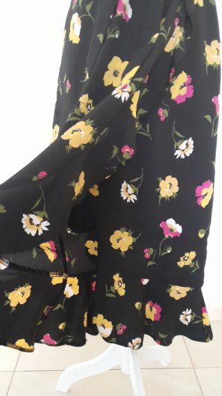 Vestito floreale portafoglio nero