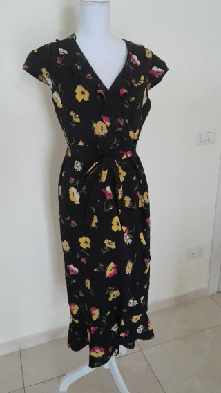 Vestito floreale portafoglio nero