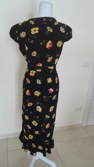 Vestito floreale portafoglio nero