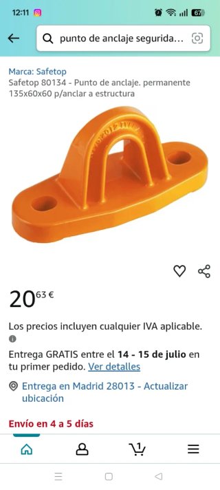 Punto de anclaje seguridad construcción