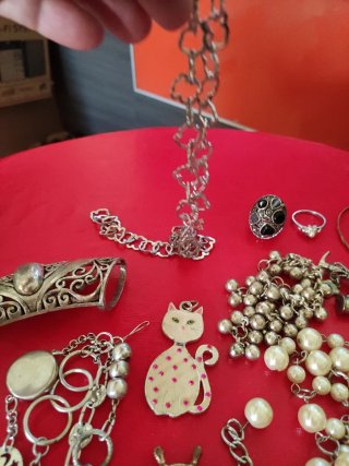 Lote bisutería vintage perlas y plateado