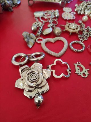 Lote bisutería vintage perlas y plateado